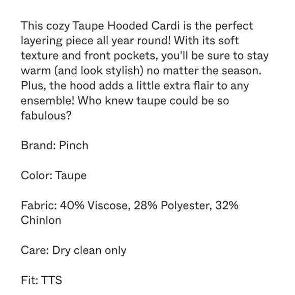 Pinch Taupe Long Hooded Knit Cardigan Womens M/L Front Pockets - Picture 7 of 7